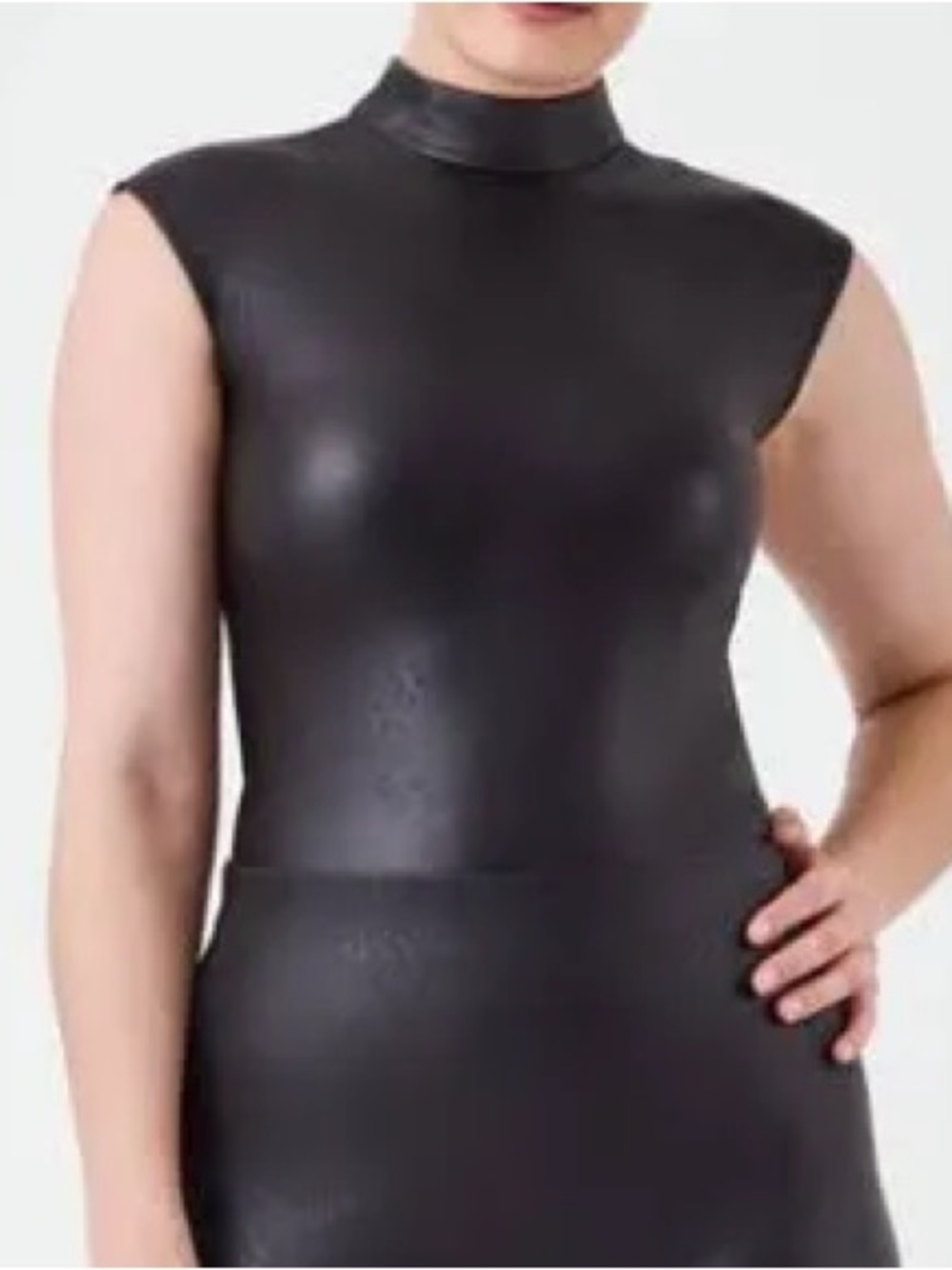 SPANX Women's Leather-Like Mock Neck Bodysuit NWT size Large